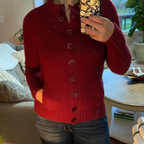 Maroon large button cardigan - Picture 2 of 7